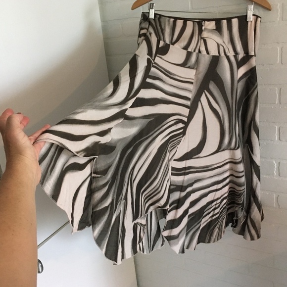 Vintage Y2K GIL BRET Midi SKIRT Silk Cotton lined Abstract/animal print Flowy 10 - Picture 14 of 16